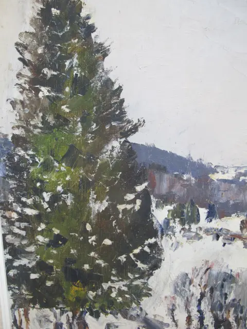 Max Theynet Signed Impressionist Swiss Rural Winter Landscape Oil Painting, photo 5 of 10