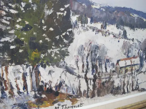 Max Theynet Signed Impressionist Swiss Rural Winter Landscape Oil Painting, photo 6 of 10