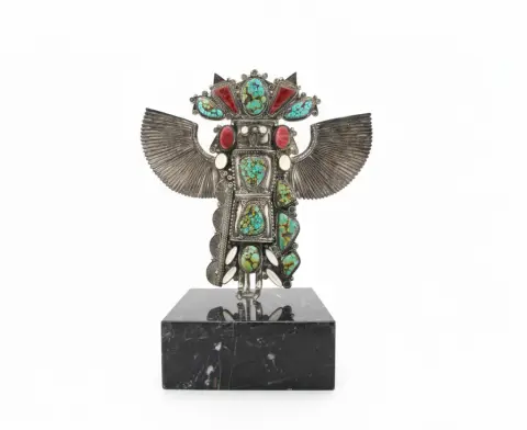 Michael Little Elk Sterling Turquoise Kachina Eagle Dancer Sculpture, photo 1 of 12