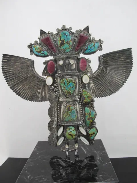Michael Little Elk Sterling Turquoise Kachina Eagle Dancer Sculpture, photo 2 of 12