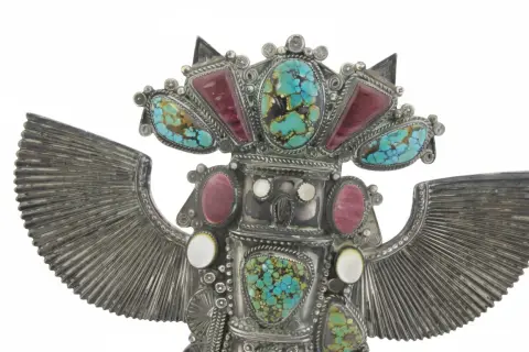 Michael Little Elk Sterling Turquoise Kachina Eagle Dancer Sculpture, photo 3 of 12