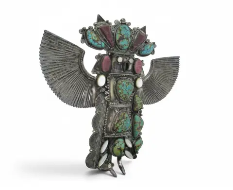 Michael Little Elk Sterling Turquoise Kachina Eagle Dancer Sculpture, photo 6 of 12