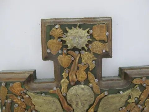 Milagros Mexico Folk Art Nailed Charms Guardian Angel Cherub Cross, photo 6 of 11