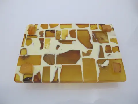 Mosaic Baltic Amber Lidded Jewelry Trinket Box Casket, photo 11 of 11