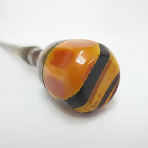 Natural Horn & Snakeskin Antique Walking Stick Gadget Cane With Hidden Corkscrew, photo 6 of 11
