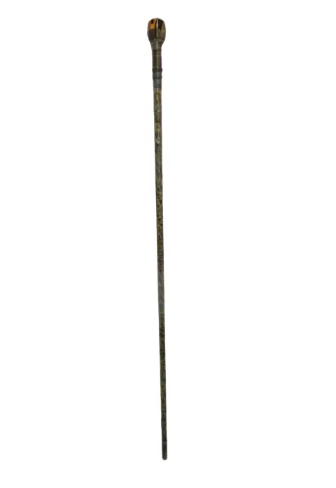 Natural Horn & Snakeskin Antique Walking Stick Gadget Cane With Hidden Corkscrew, photo 8 of 11