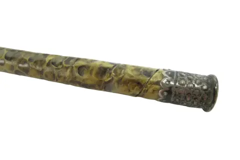 Natural Horn & Snakeskin Antique Walking Stick Gadget Cane With Hidden Corkscrew, photo 9 of 11