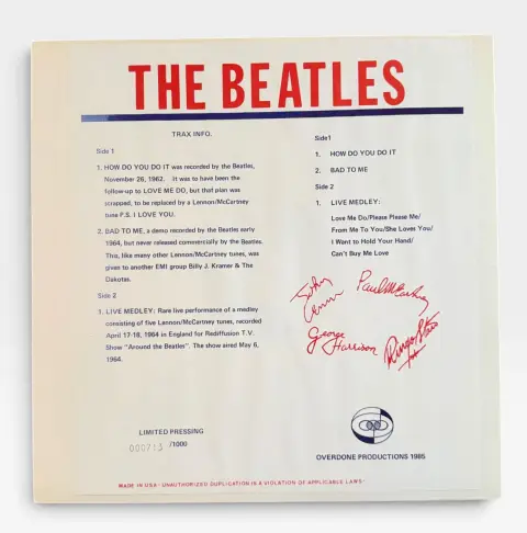 Nice the Beatles Incredible! Bootleg Vinyl Blue Colored Record, photo 2 of 4