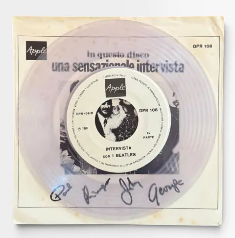 Nice the Beatles Una Sensazionale Intervista 7" Bootleg Clear Vinyl Record, photo 4 of 4