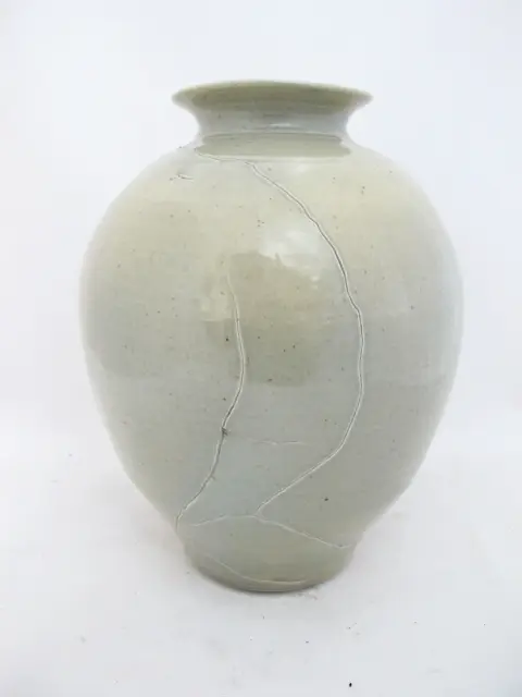 Nils Lou Large Celadon Pacific Nw Art Pottery Ovoid Crackle Vase, photo 1 of 12