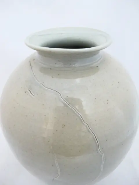 Nils Lou Large Celadon Pacific Nw Art Pottery Ovoid Crackle Vase, photo 2 of 12