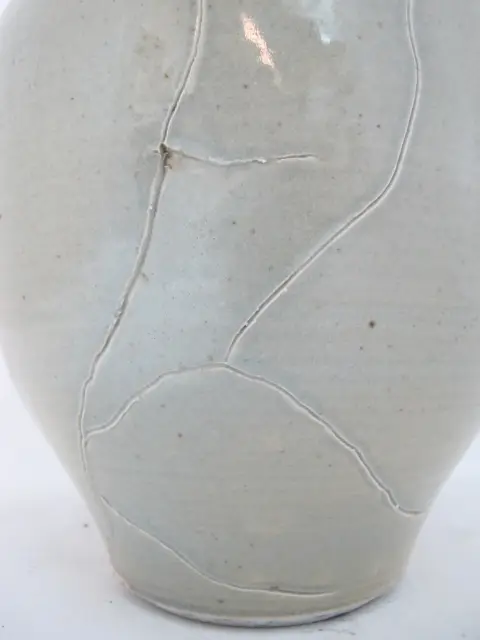 Nils Lou Large Celadon Pacific Nw Art Pottery Ovoid Crackle Vase, photo 3 of 12
