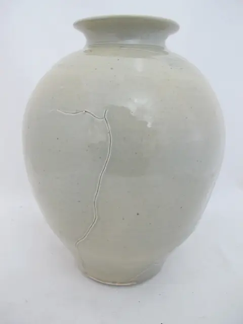 Nils Lou Large Celadon Pacific Nw Art Pottery Ovoid Crackle Vase, photo 4 of 12