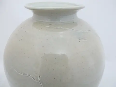 Nils Lou Large Celadon Pacific Nw Art Pottery Ovoid Crackle Vase, photo 5 of 12