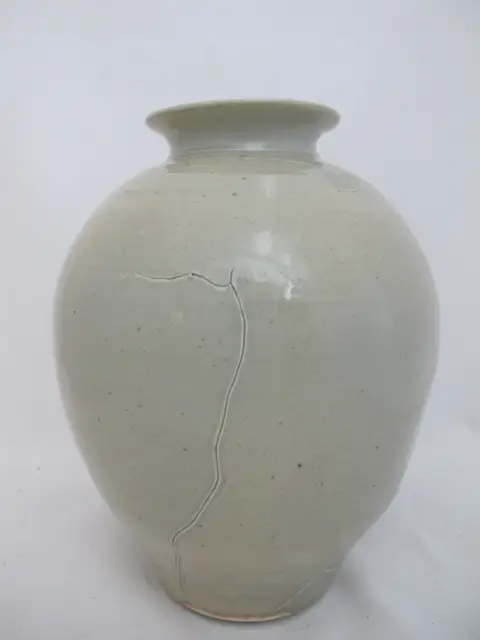 Nils Lou Large Celadon Pacific Nw Art Pottery Ovoid Crackle Vase, photo 11 of 12