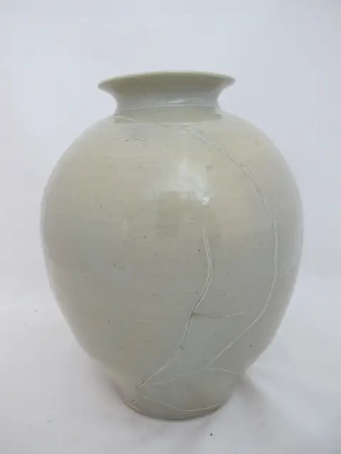 Nils Lou Large Celadon Pacific Nw Art Pottery Ovoid Crackle Vase, photo 12 of 12