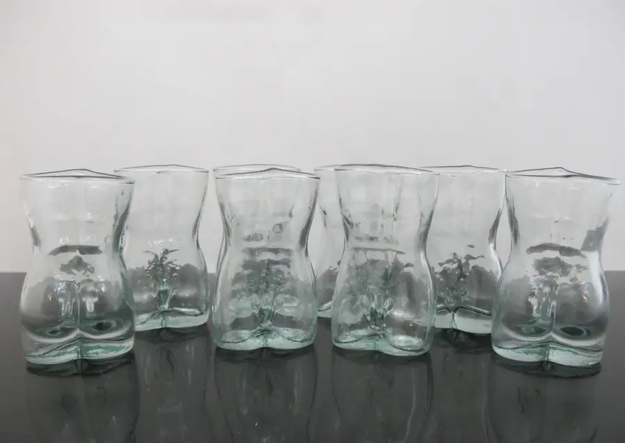 Nude MALE TORSO Anatomically Correct Clear Cocktail Party SHOT GLASS Set of 8
