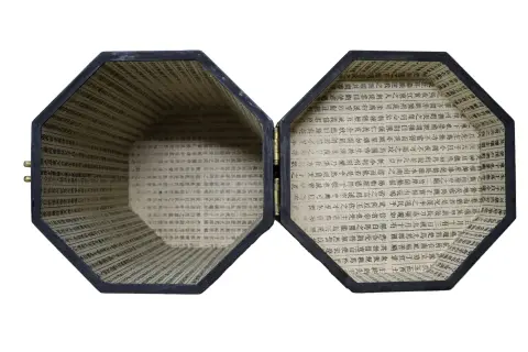 Octagonal Korean Wooden Chest/Hat Box With Brass Hardware, photo 7 of 9