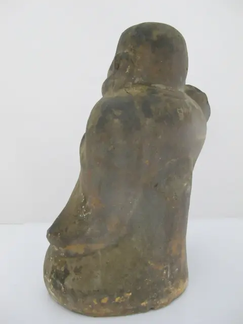 Old Japanese Fushimi Ningyo Clay Hotei Laughing Jolly Buddha Figurine, photo 5 of 6