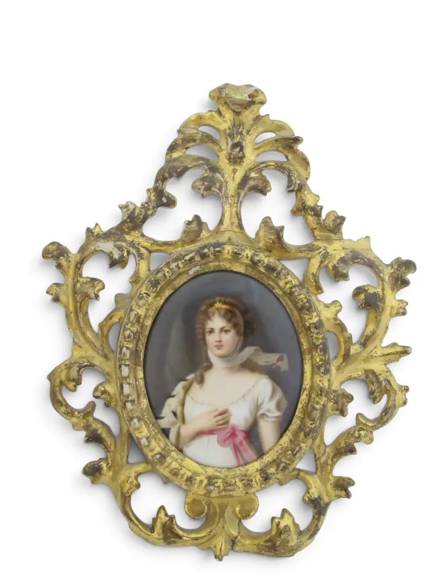 QUEEN LOUISE of Prussia Miniature Gustav Richter Gilt Framed Porcelain Painting