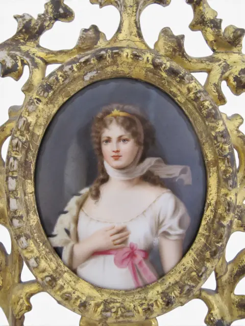 Queen Louise of Prussia Miniature Gustav Richter Gilt Framed Porcelain Painting, photo 2 of 12