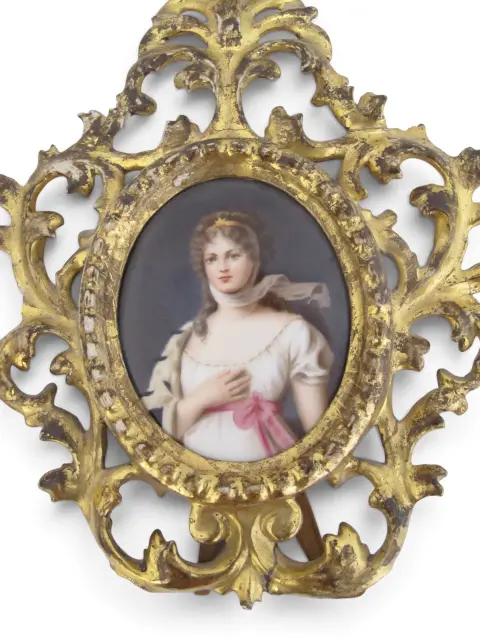Queen Louise of Prussia Miniature Gustav Richter Gilt Framed Porcelain Painting, photo 11 of 12