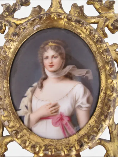 Queen Louise of Prussia Miniature Gustav Richter Gilt Framed Porcelain Painting, photo 12 of 12