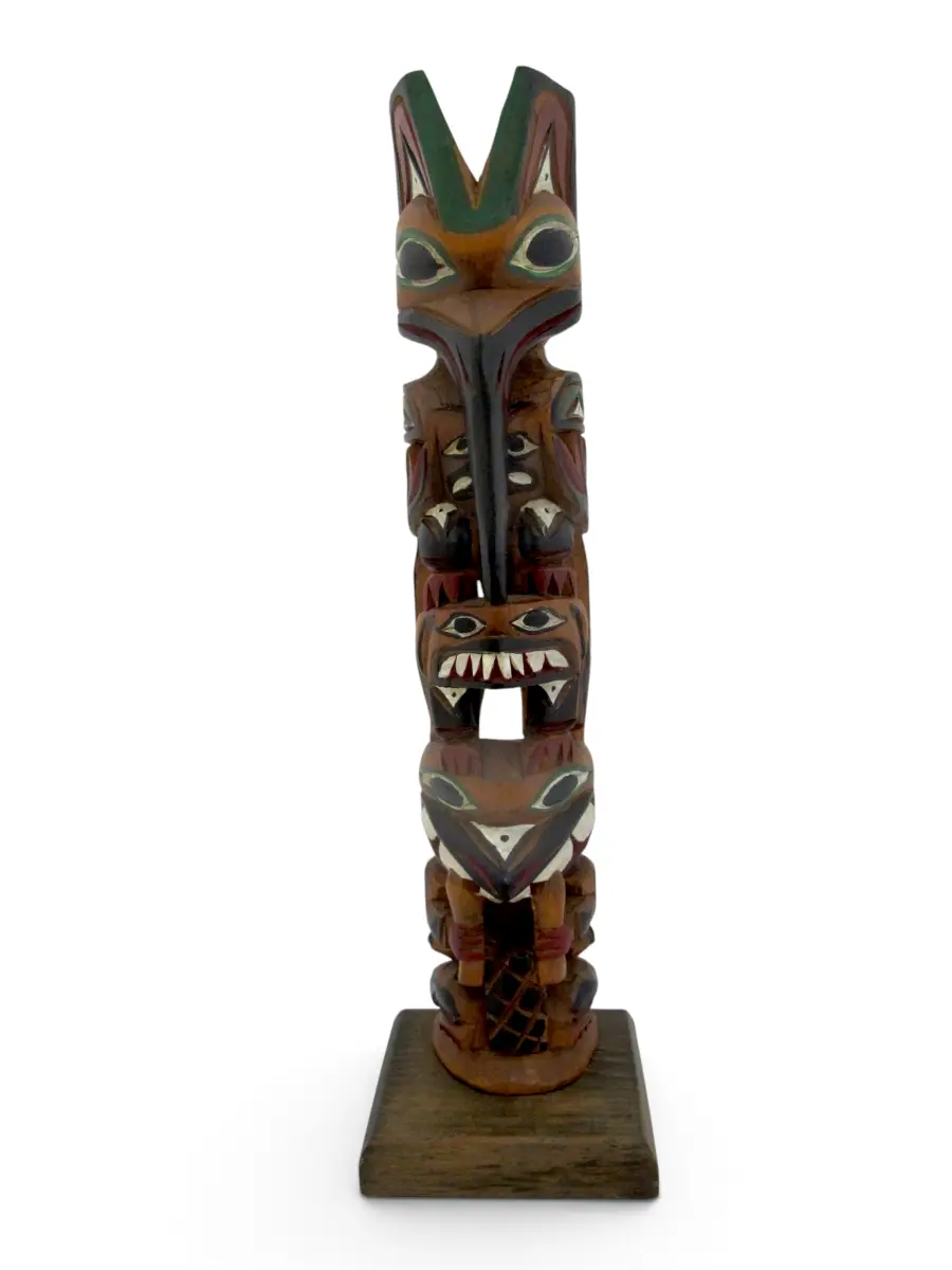 RAY WILLIAMS Pacific NW Eagle Clan Native American Carved Wood TOTEM Pole