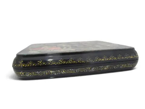 Russian Morozko Father Frost & Maiden Fairytale Hand Painted Lacquer Trinket Box, photo 5 of 11