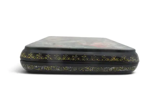 Russian Morozko Father Frost & Maiden Fairytale Hand Painted Lacquer Trinket Box, photo 7 of 11