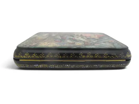 Russian Morozko Father Frost & Maiden Fairytale Hand Painted Lacquer Trinket Box, photo 8 of 11
