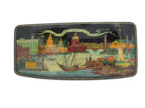 Russian Saint Petersburg Kholuy Style Hand Painted Lacquer Box Signed, photo 2 of 12