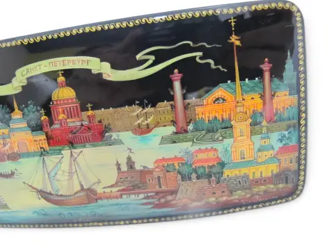 Russian Saint Petersburg Kholuy Style Hand Painted Lacquer Box Signed, photo 4 of 12