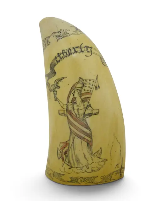 Save the Whale Polymer Faux Scrimshaw Reproduction Peacock Epervier Artek Tooth, photo 1 of 12