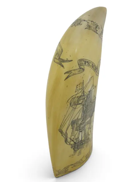 Save the Whale Polymer Faux Scrimshaw Reproduction Peacock Epervier Artek Tooth, photo 7 of 12