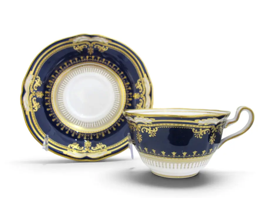 SPODE Lancaster Cobalt Blue R8950 Gold GILT Fine Bone China Cup & Saucer