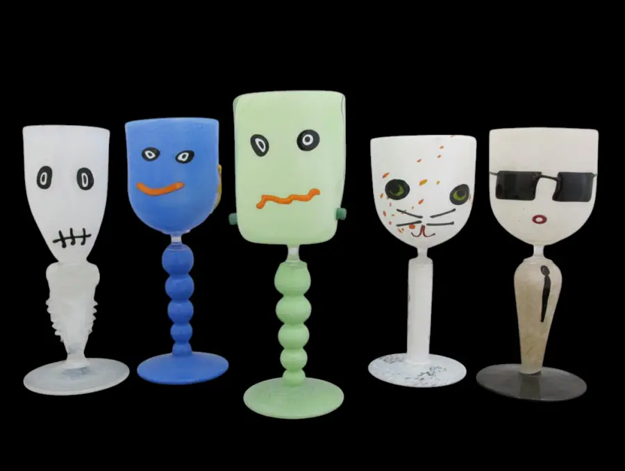 SPOOKY Cute MONSTER Halloween Party Eye Studio Glass Wine Goblet Set