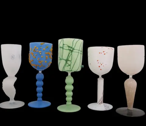 Spooky Cute Monster Halloween Party Eye Studio Glass Wine Goblet Set, photo 2 of 12