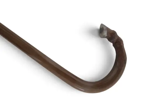 Stylized Deer Hoof Carved Wood Crook Handle Walking Stick Cane, photo 1 of 9