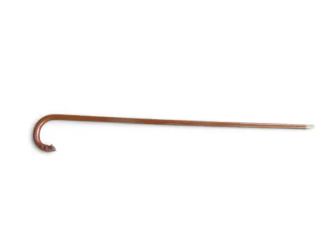Stylized Deer Hoof Carved Wood Crook Handle Walking Stick Cane, photo 2 of 9