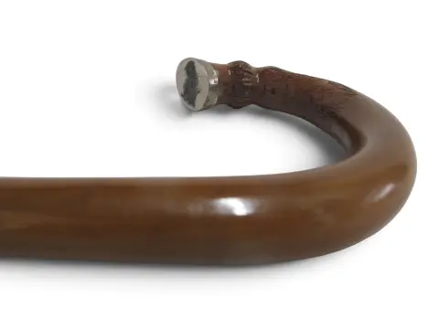 Stylized Deer Hoof Carved Wood Crook Handle Walking Stick Cane, photo 4 of 9