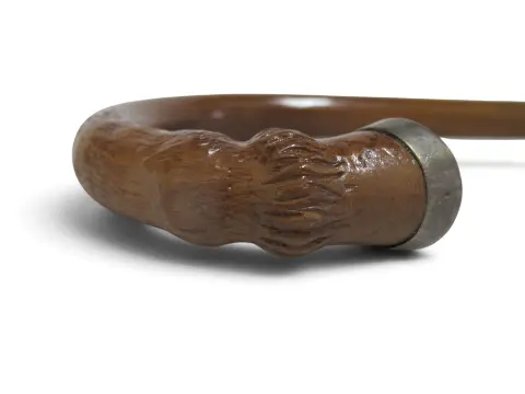 Stylized Deer Hoof Carved Wood Crook Handle Walking Stick Cane, photo 6 of 9