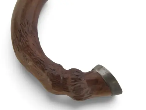 Stylized Deer Hoof Carved Wood Crook Handle Walking Stick Cane, photo 8 of 9