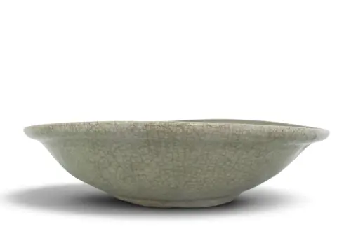Thai Southeast Asian Sawankhalok Sukhothai Style Celadon Crackle Pottery Bowl, photo 6 of 11