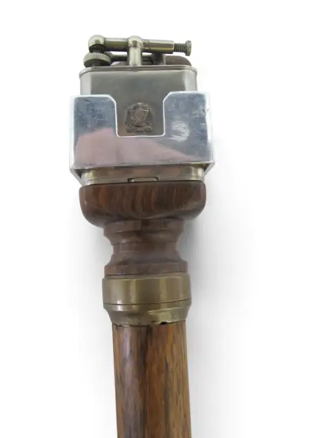 The Clark Lift Arm Lighter Fraternity Crest Antique Gadget Cane Walking Stick, photo 2 of 12