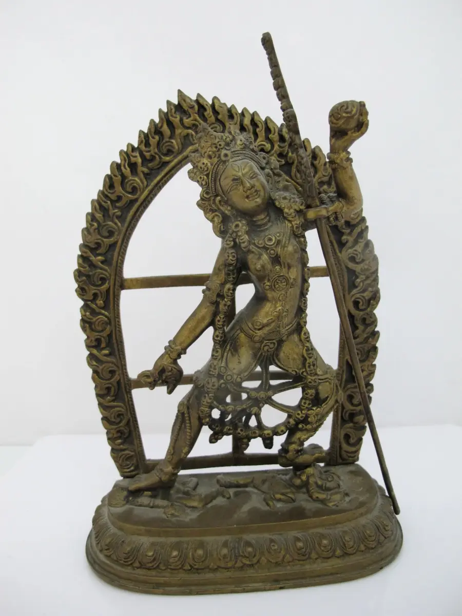 Tibetan BUDDHIST Brass VAJRAYOGINI Wisdom & Energy Deity Goddess India Statue
