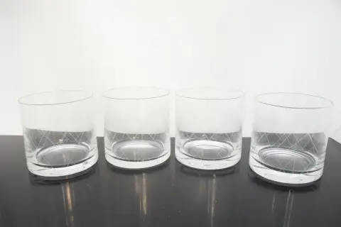 Tiffany & Co Crystal Diamond Criss Cross Double Old Fashioned Low Ball Glass Set, photo 2 of 8