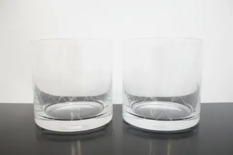 Tiffany & Co Crystal Diamond Criss Cross Double Old Fashioned Low Ball Glass Set, photo 3 of 8