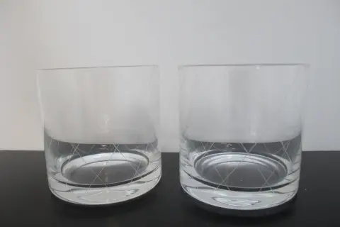 Tiffany & Co Crystal Diamond Criss Cross Double Old Fashioned Low Ball Glass Set, photo 4 of 8
