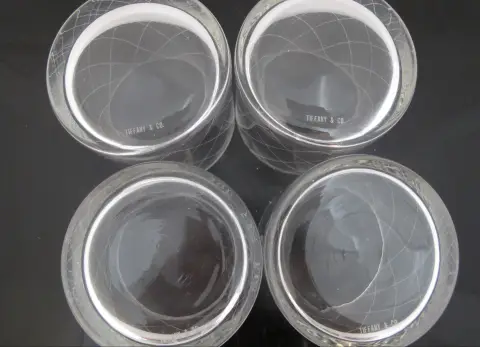 Tiffany & Co Crystal Diamond Criss Cross Double Old Fashioned Low Ball Glass Set, photo 6 of 8
